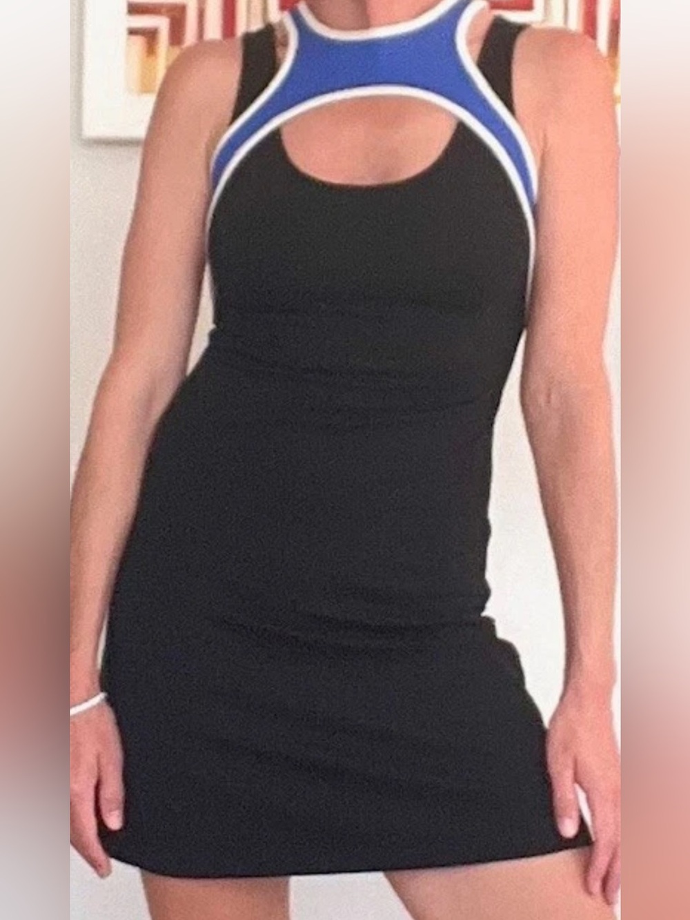 & Other Stories Color-block Black Dress W/ Racerback Overlay Size 10 NWOT